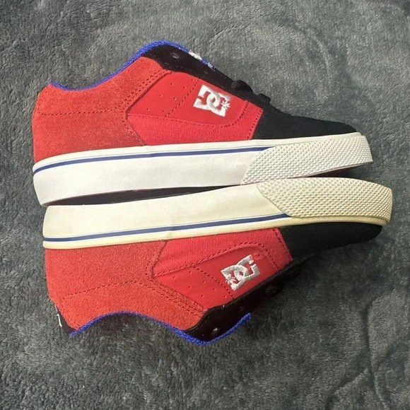 DC Chris Cole Red Black Leather Suede Skate SHOES Kids Toddler Size 9 Sneakers - Picture 12 of 16
